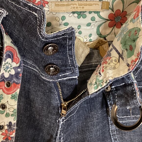 Boom Boom Women's Denim Jeans With Belt Pants Size 1 Bell Legs Hippie Y2K - Picture 6 of 12